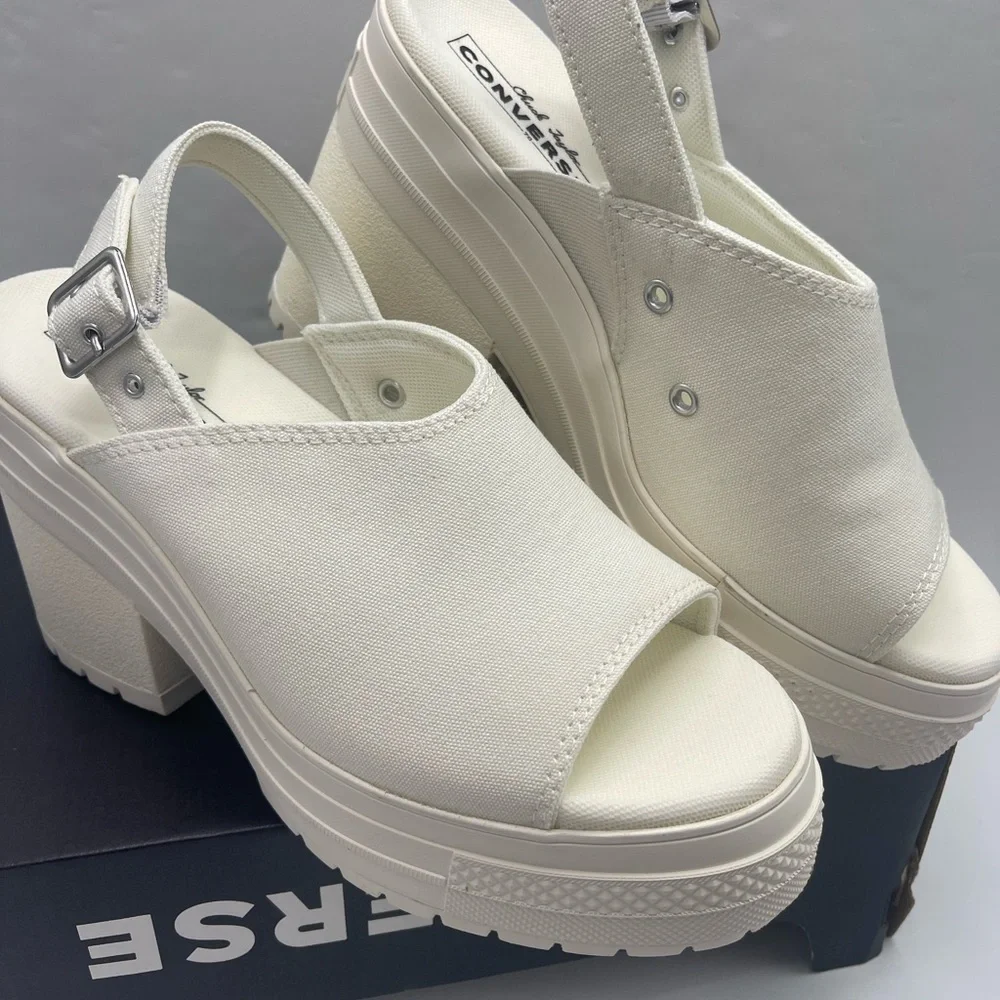 Converse CHUCK 70 DE LUXE HEEL MULE SLI EGRET/EGRET/EGRET Platform Heels A13796F
